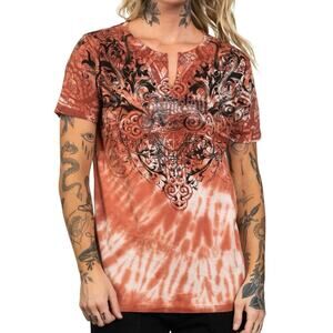 AFFLICTION Mayport Ferry Tee with Braided Cutout, Size M New w/ Tag MSRP $58